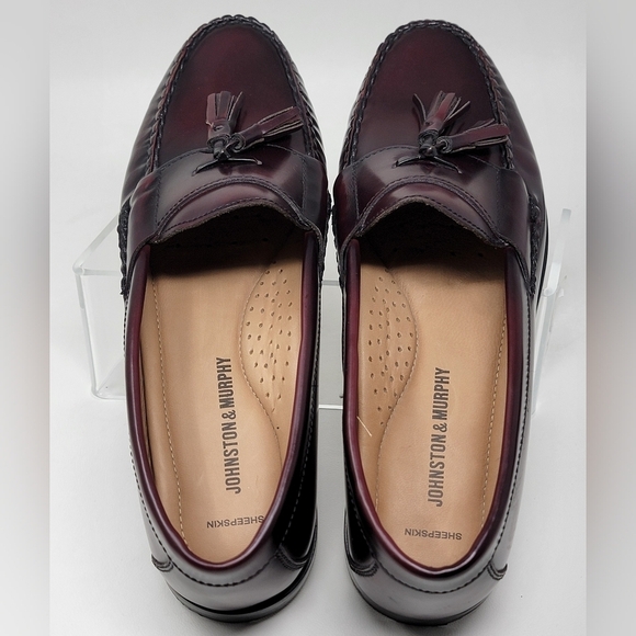 Johnston & Murphy Me's Sz 8.5 Dress Loafer Shoes Brown Moc Toe Leather Pre-owned - Picture 6 of 9
